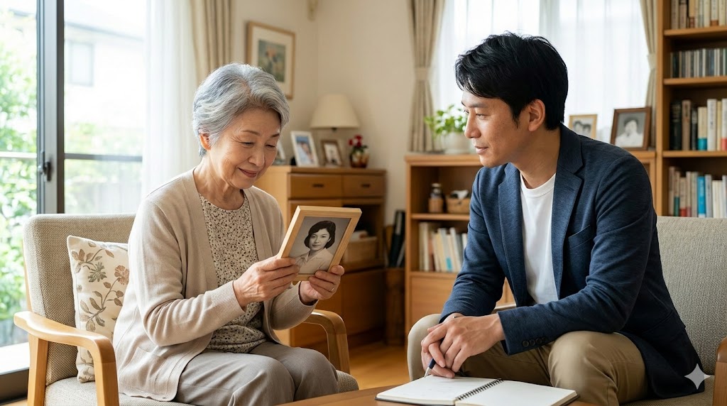 本人の想いを理解しようとする様子。介護における利用者本位の対話。