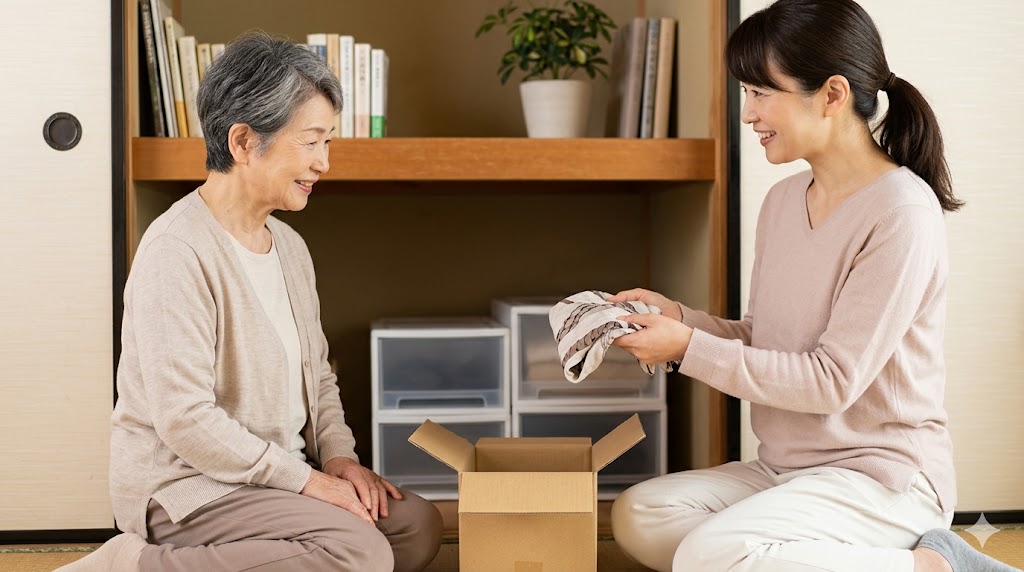 実家の片付けを拒む親に対し、「どっちがいい？」という魔法の言葉を使って自発的な選択を促す娘。高齢者の尊厳を守りながら生前整理を進めるアプローチ。